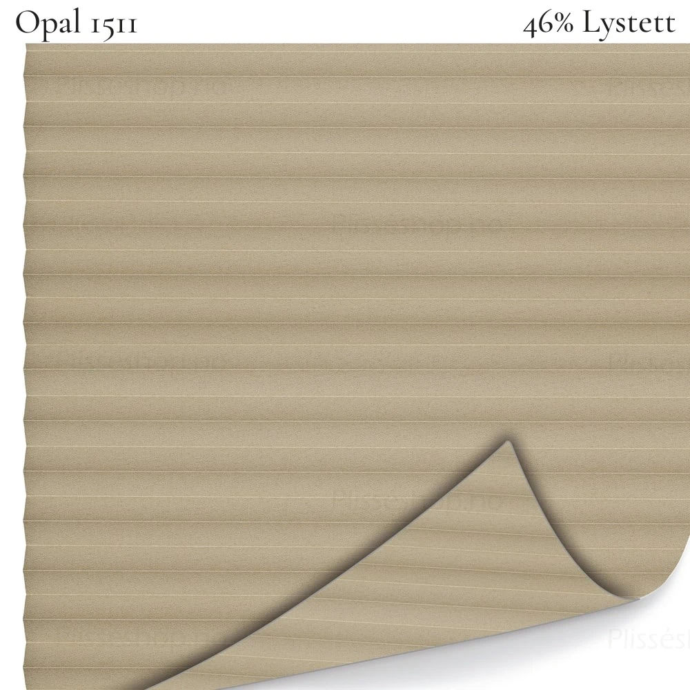 Opal 1511 plissegardin-tekstil — 46% Lystett Prisgunstig tekstil i lyse beige toner