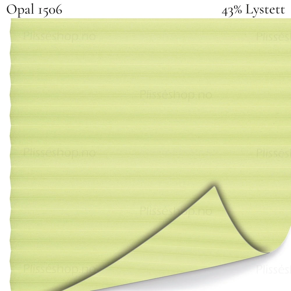 Opal 1506 plissegardin-tekstil — 43% Lystett Prisgunstig tekstil i lyse gulgrønne toner