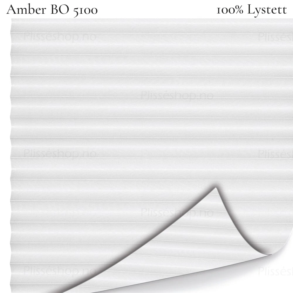Amber BO 5100 plissegardin-tekstil — 100% Lystett Eksklusivt lystett tekstil i lyse grå toner