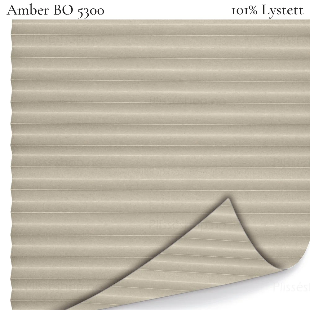 Amber BO 5300 plissegardin-tekstil — 100% Lystett Eksklusivt lystett tekstil i sandfargede toner