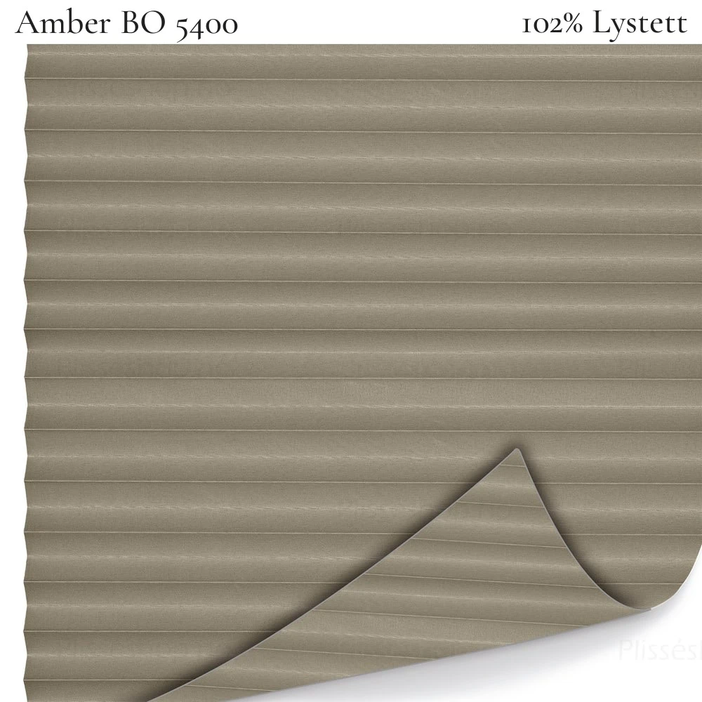 Amber BO 5400 plissegardin-tekstil — 100% Lystett Eksklusivt lystett tekstil i gråbrune toner