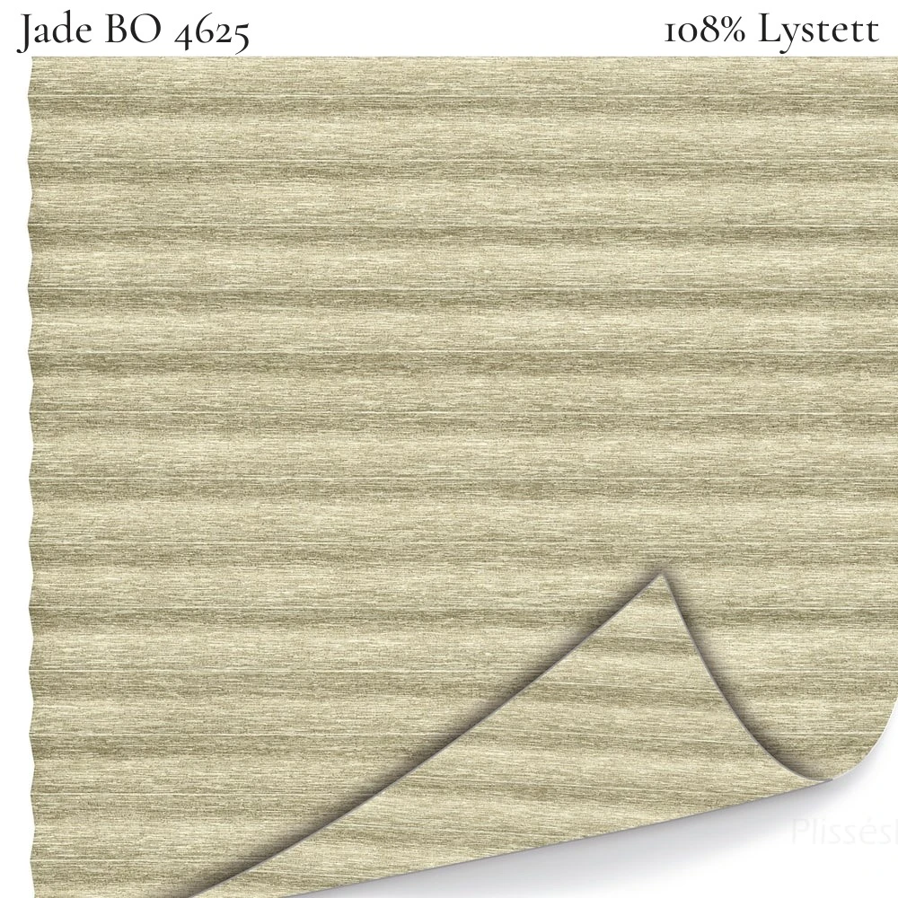 Jade BO 4625 plissegardin-tekstil — 100% Lystett Eksklusivt lystett tekstil med mønster i lyse beige toner