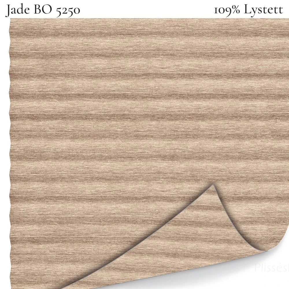Jade BO 5250 plissegardin-tekstil — 100% Lystett Eksklusivt lystett tekstil med mønster i lyse beige toner
