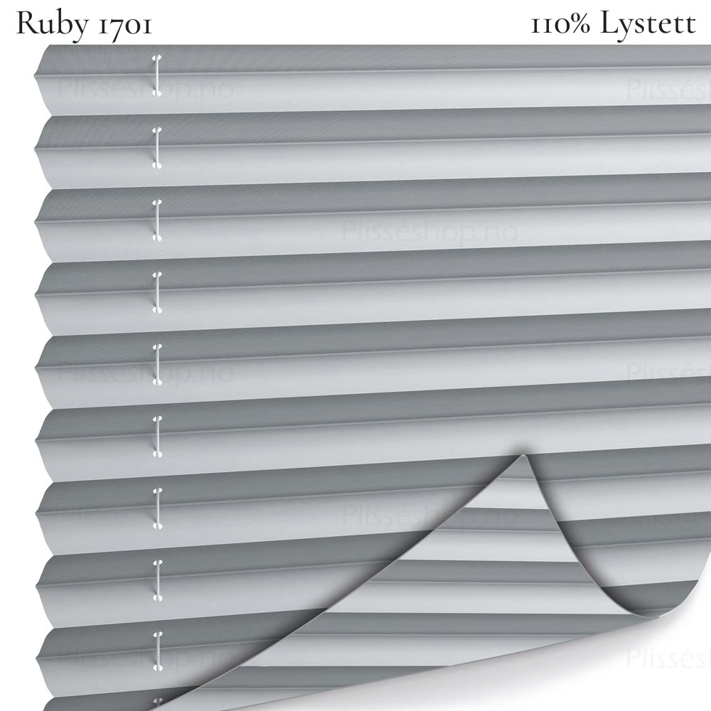 Ruby 1701 plissegardin-tekstil — 100% Lystett Eksklusivt lystett tekstil i lyse grå toner