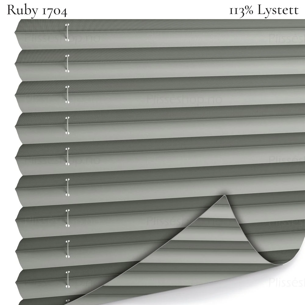 Ruby 1704 plissegardin-tekstil — 100% Lystett Eksklusivt lystett tekstil i grå toner