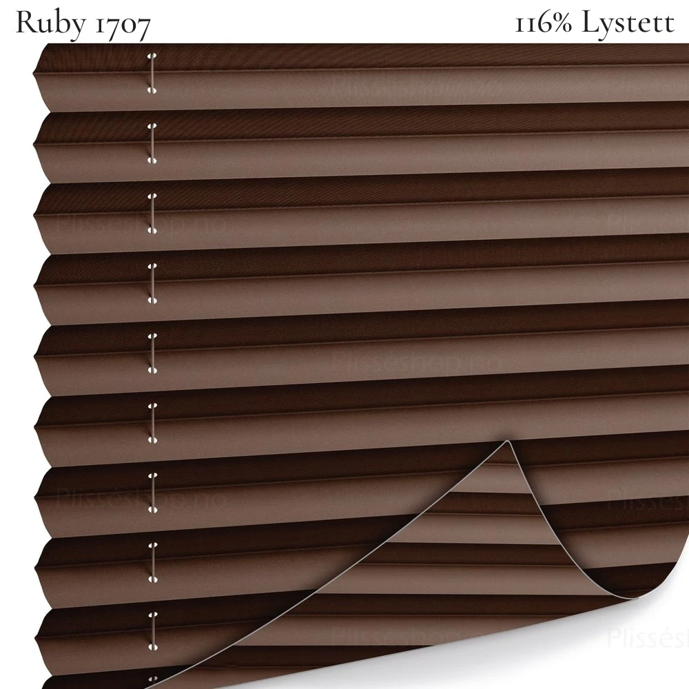 Ruby 1707 plissegardin-tekstil — 100% Lystett Eksklusivt lystett tekstil i brune toner