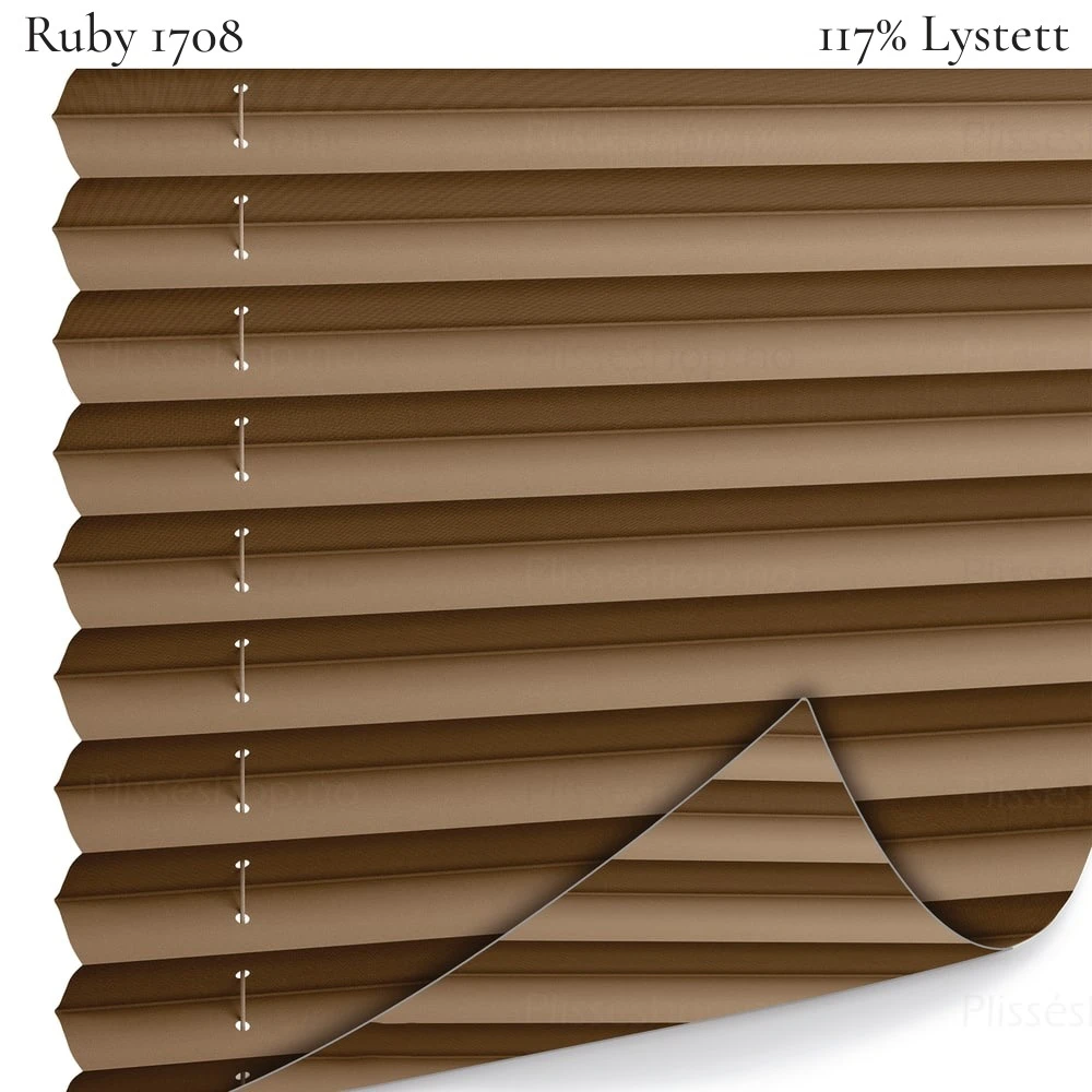 Ruby 1708 plissegardin-tekstil — 100% Lystett Eksklusivt lystett tekstil i brune toner