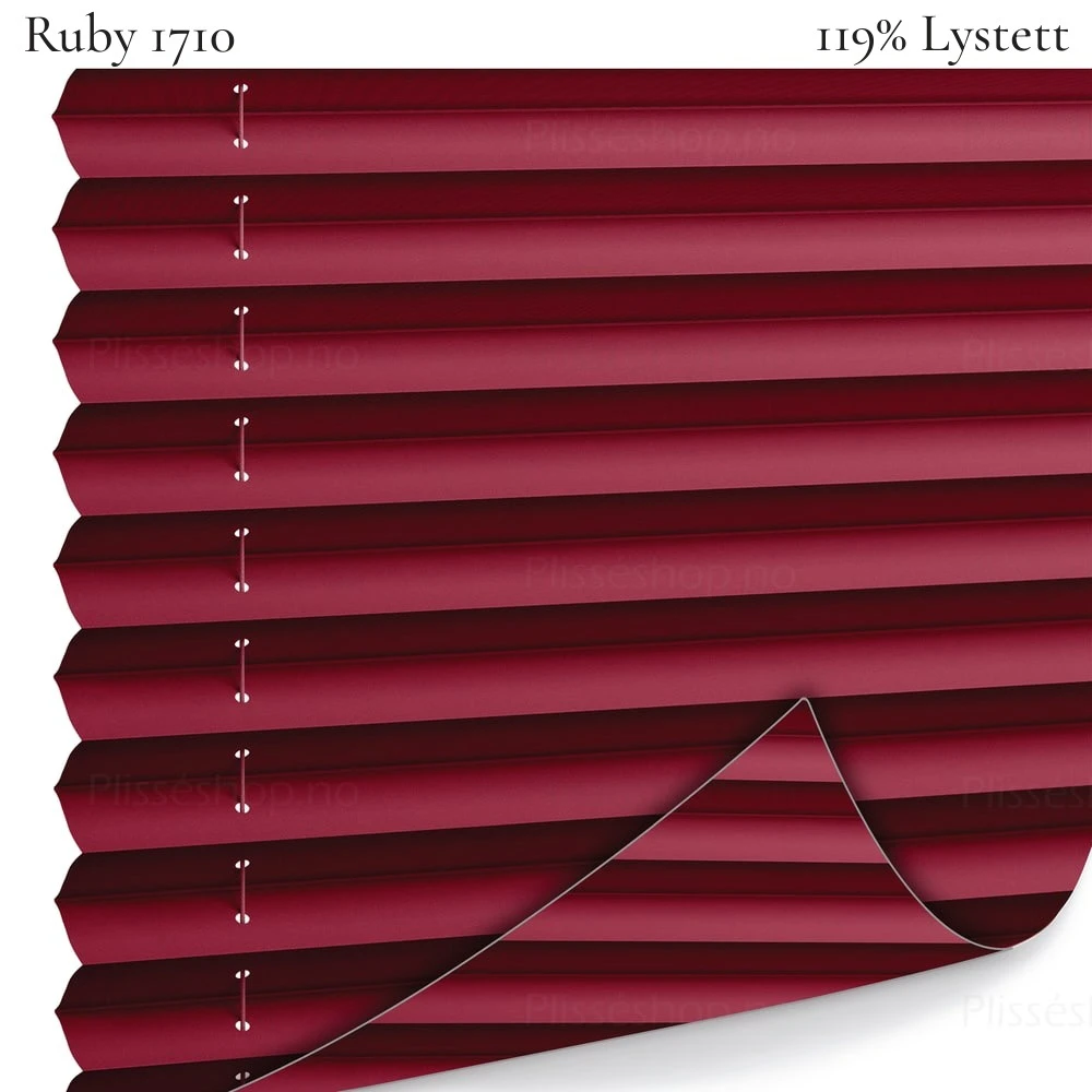 Ruby 1710 plissegardin-tekstil — 100% Lystett Eksklusivt lystett tekstil i røde toner