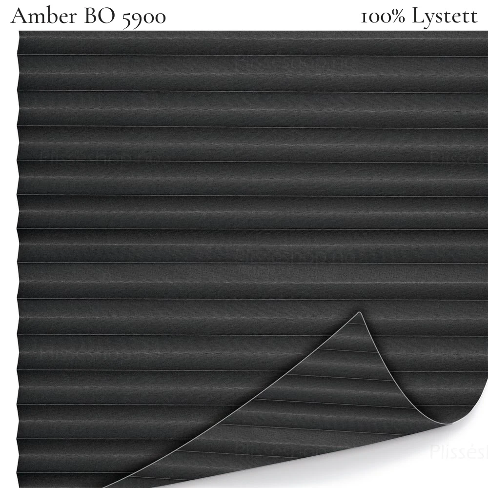 Amber BO 5900 plissegardin-tekstil — 100% Lystett Eksklusivt lystett tekstil i mørke grå toner