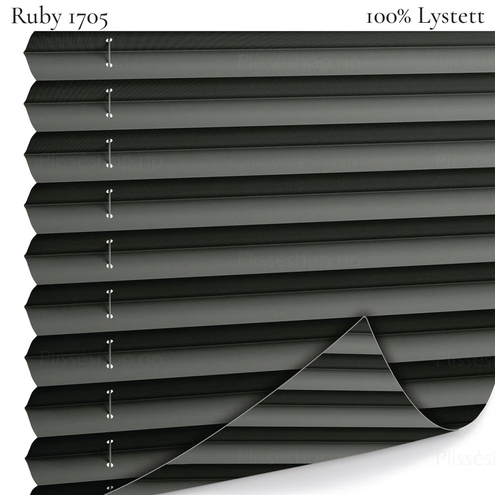 Ruby 1705 plissegardin-tekstil — 100% Lystett Eksklusivt lystett tekstil i grå toner