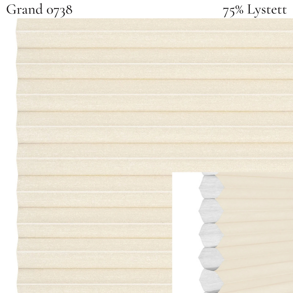 Grand 0738 plissegardin-tekstil — 75% Lystett Super eksklusivt tekstil med elegant struktur, flott mønster og levende lysspill i gråbrune toner