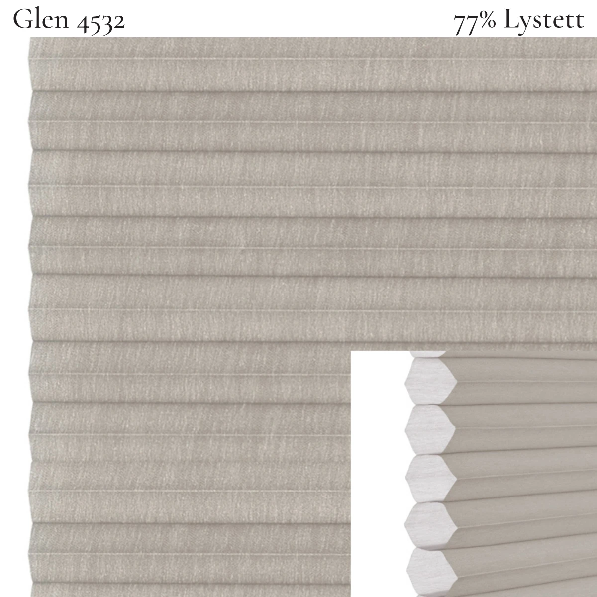 Glen 4532 plissegardin-tekstil — 77% Lystett Super eksklusivt tekstil med moderne mønster, varm karakter og fantastisk lysspill i mørkebrune toner