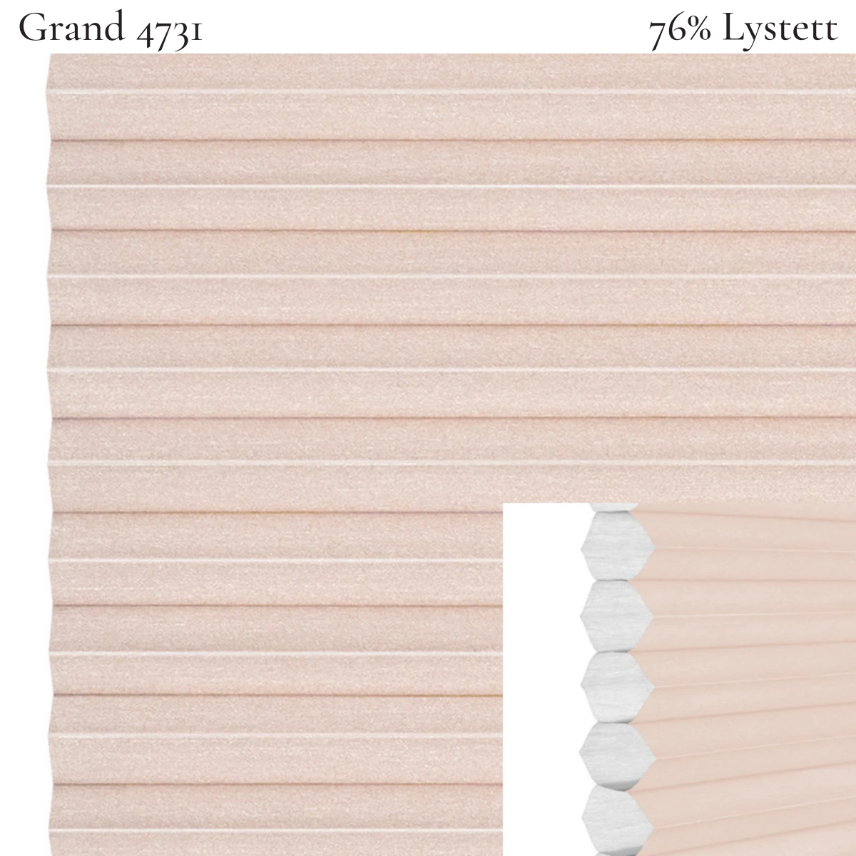 Grand 4731 plissegardin-tekstil — 76% Lystett Super eksklusivt tekstil med elegant struktur, flott mønster og levende lysspill i grå toner