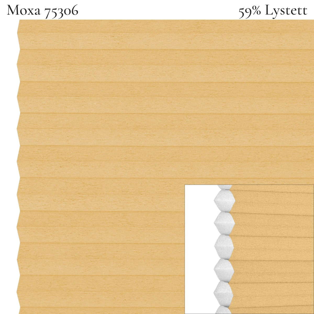 Moxa 75306 plissegardin-tekstil — 59% Lystett Prisgunstig tekstil med myk bomullsfølelse og et rolig uttrykk i lyse oransje toner
