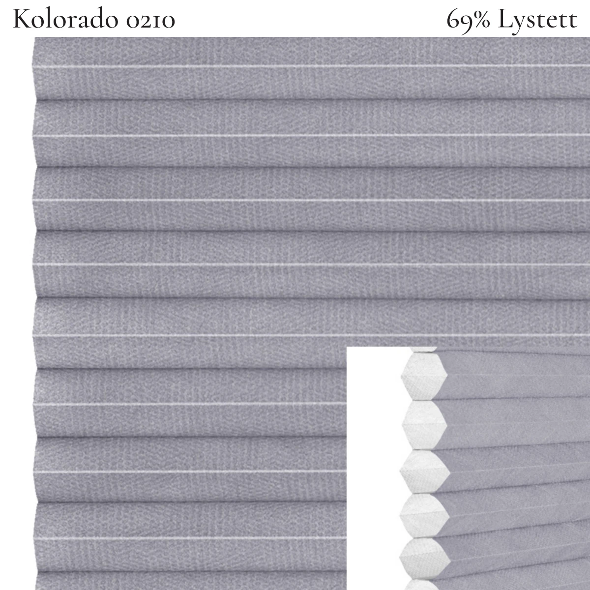 Kolorado 0210 plissegardin-tekstil — 69% Lystett Prisgunstig tekstil med fin bomullsfølelse og et rent uttrykk i lyse grå toner
