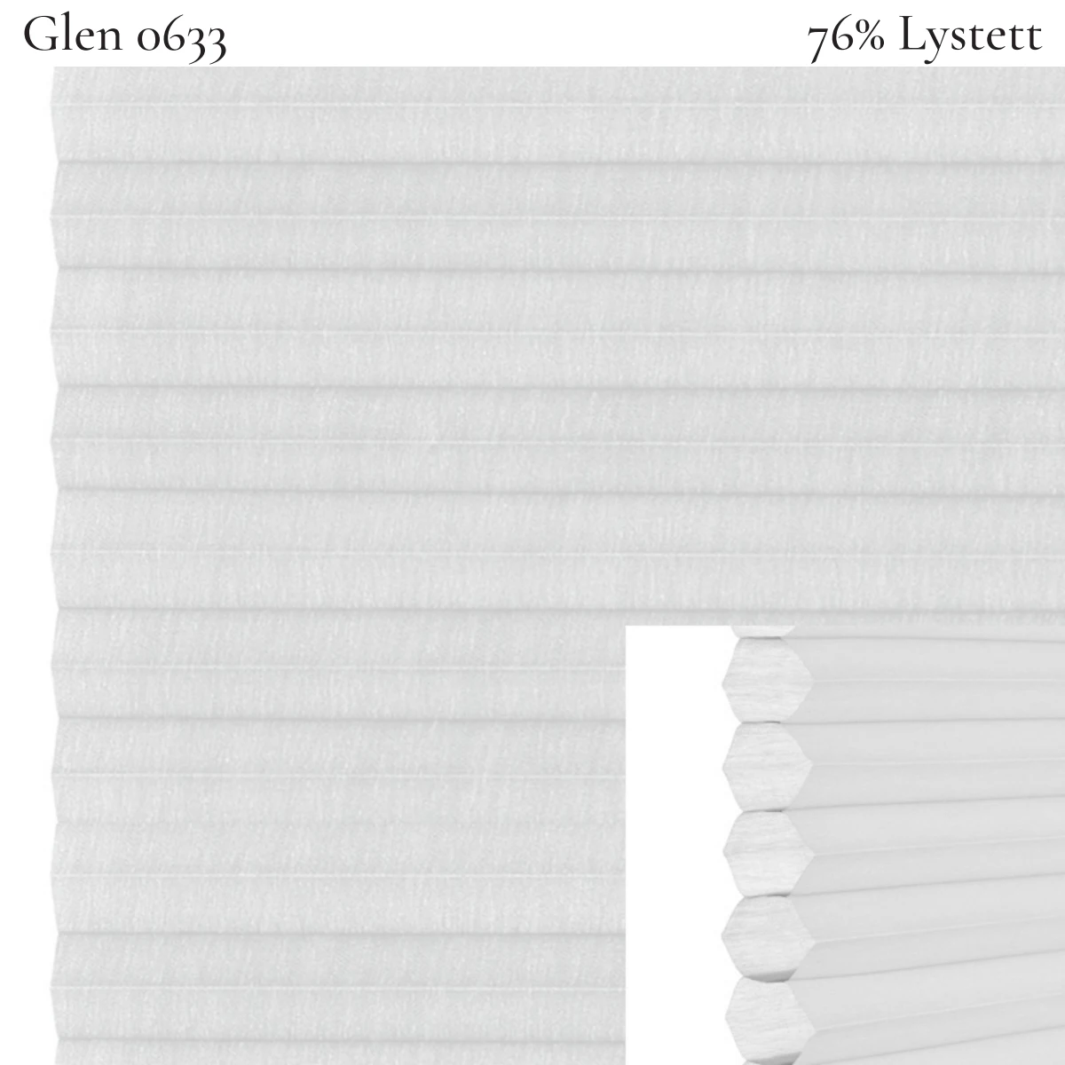 Glen 0633 plissegardin-tekstil — 76% Lystett Super eksklusivt tekstil med moderne mønster, varm karakter og fantastisk lysspill i lyse blå toner