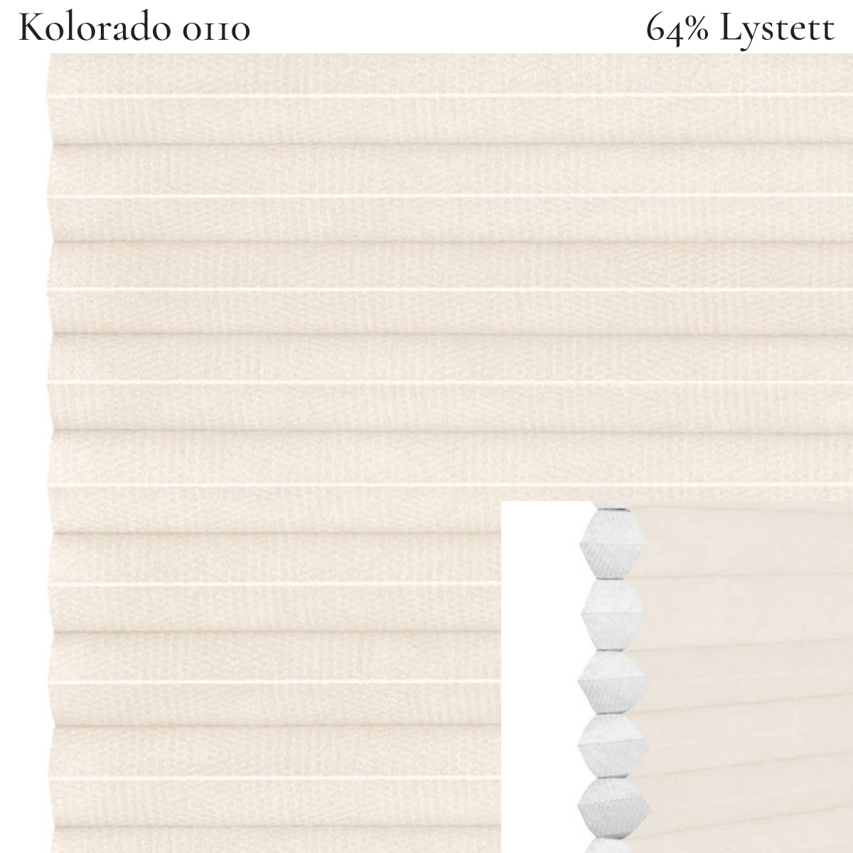 Kolorado 0110 plissegardin-tekstil — 64% Lystett Prisgunstig tekstil med fin bomullsfølelse i naturlig bomullshvit