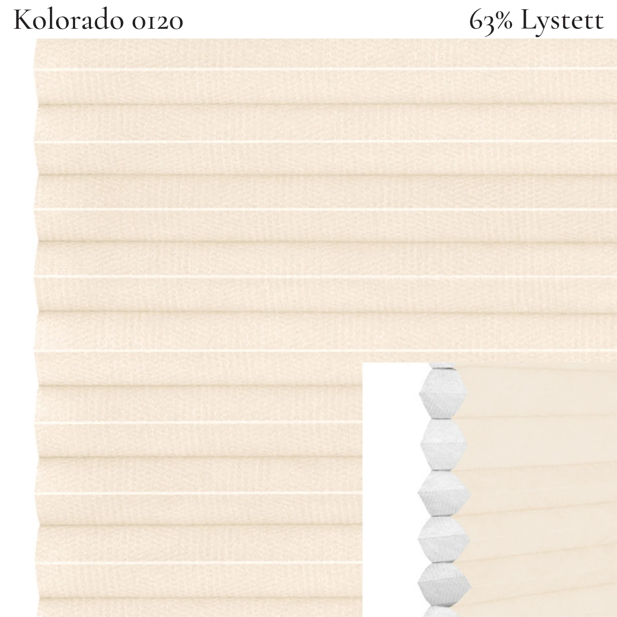 Kolorado 0120 plissegardin-tekstil — 63% Lystett Prisgunstig tekstil med fin bomullsfølelse og et rent uttrykk i bomullshvite toner