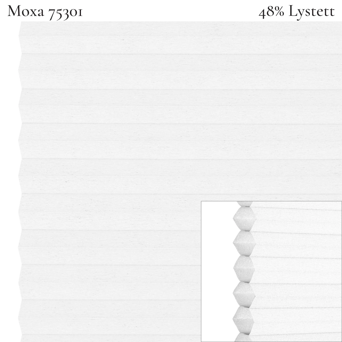 Moxa 75301 plissegardin-tekstil — 48% Lystett Prisgunstig tekstil med myk bomullsfølelse i snøhvit — et klassisk og rent uttrykk