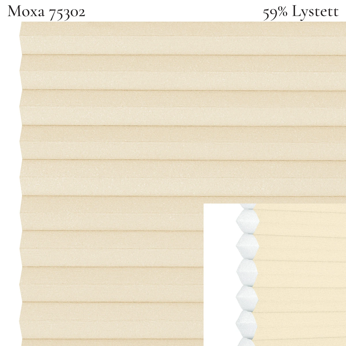 Moxa 75302 plissegardin-tekstil — 59% Lystett Prisgunstig tekstil med myk bomullsfølelse og et rolig uttrykk i lyse gule toner