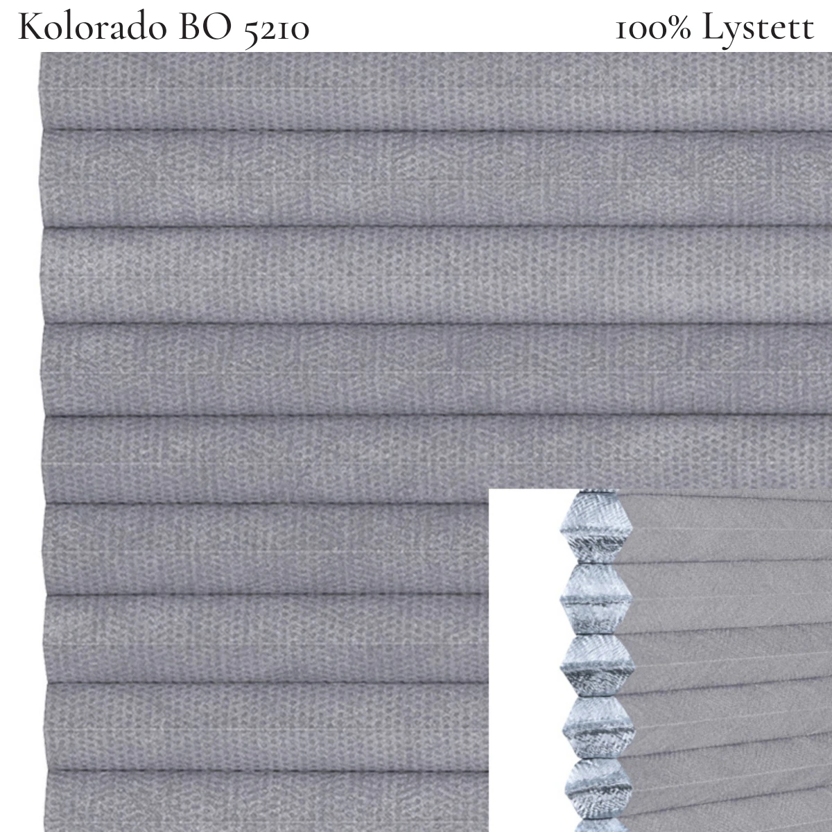 Kolorado BO 5210 plissegardin-tekstil — 100% Lystett Prisgunstig tekstil med fin bomullsfølelse og et rent uttrykk i lyse grå toner