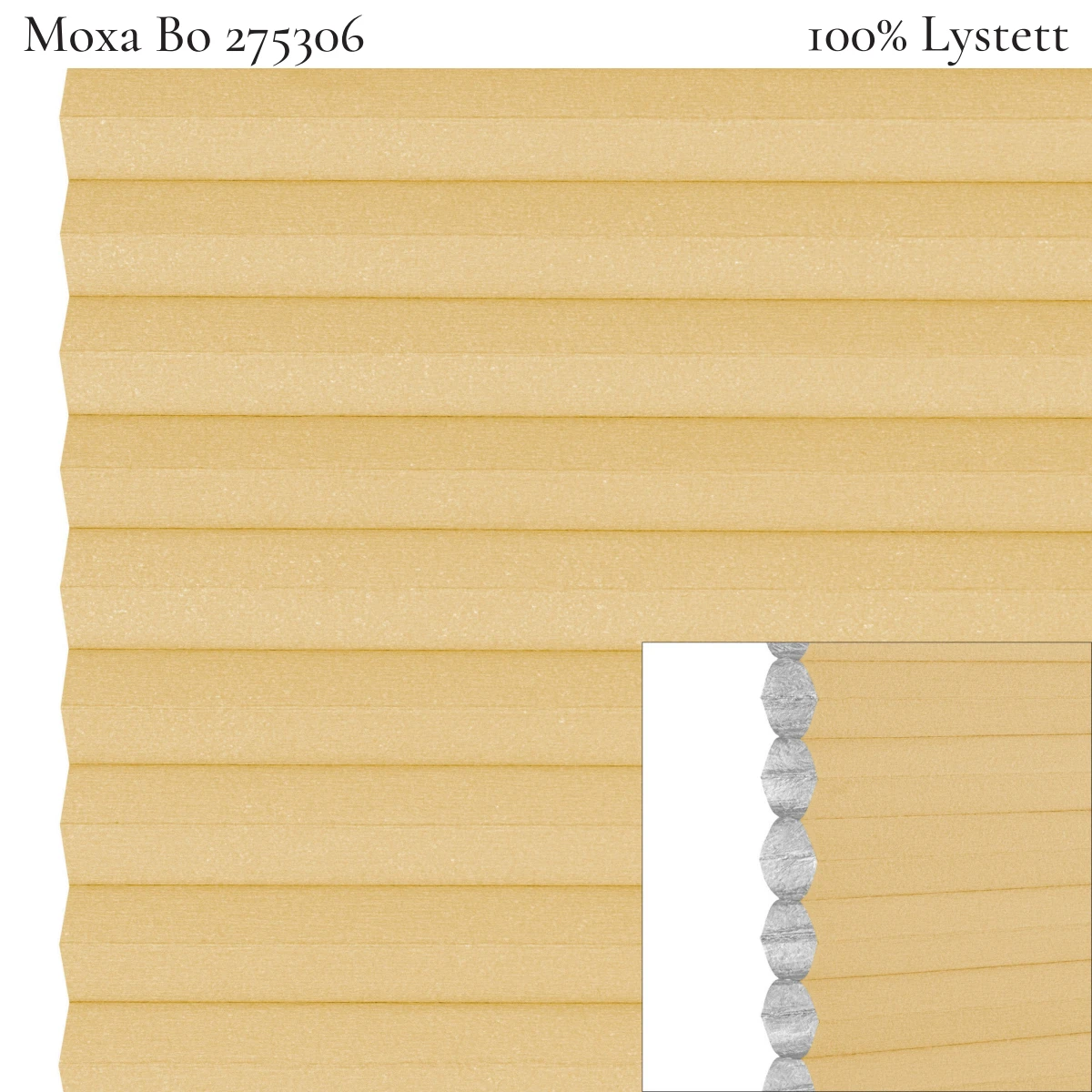 Moxa Bo 275306 plissegardin-tekstil — 100% Lystett Prisgunstig tekstil med myk bomullsfølelse og et rolig uttrykk i lyse oransje toner