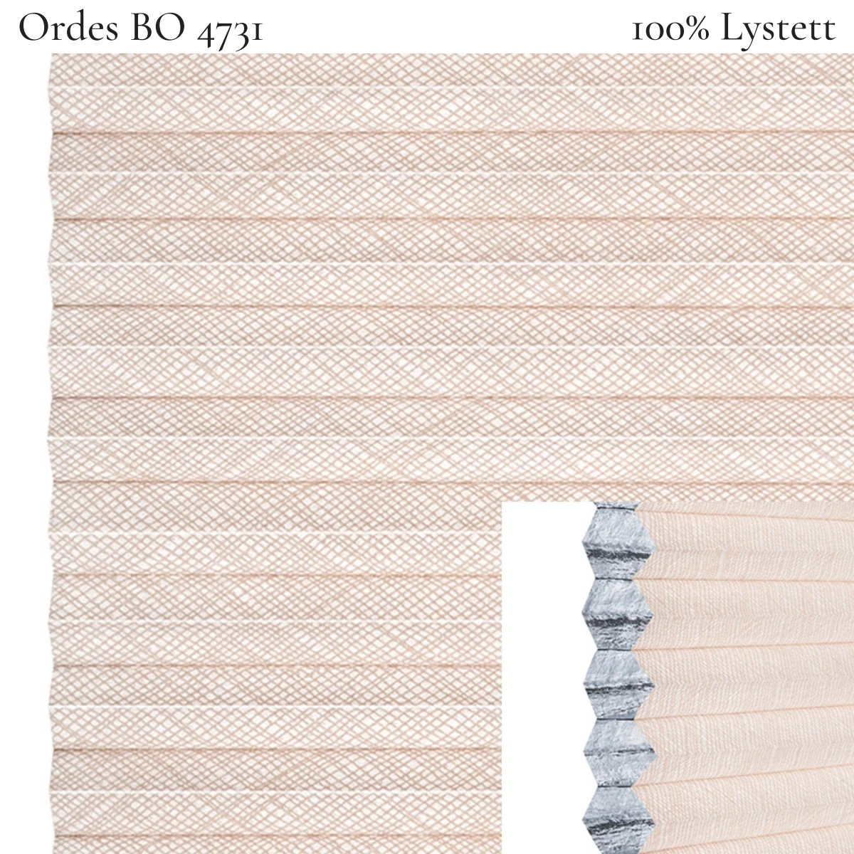 Ordes BO 4731 plissegardin-tekstil — 100% Lystett Premium tekstil med stilrent uttrykk og en eksklusiv følelse i lyse rosa toner