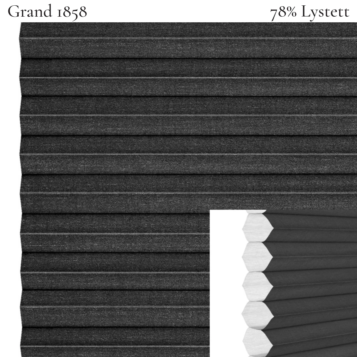 Grand 1858 plissegardin-tekstil — 78% Lystett Super eksklusivt tekstil med elegant struktur, flott mønster og levende lysspill i varme brune toner