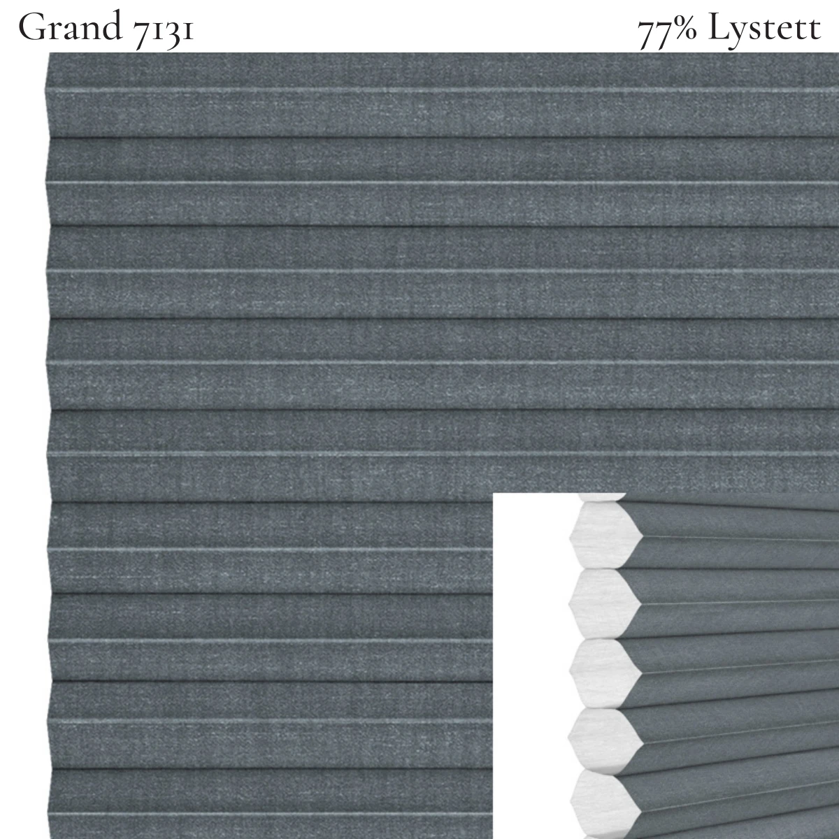 Grand 7131 plissegardin-tekstil — 77% Lystett Super eksklusivt tekstil med elegant struktur, flott mønster og levende lysspill i varme gråbrune toner