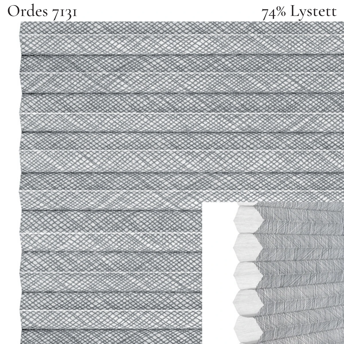 Ordes 7131 plissegardin-tekstil — 74% Lystett Premium tekstil med stilrent uttrykk og en eksklusiv følelse i lyse grå toner